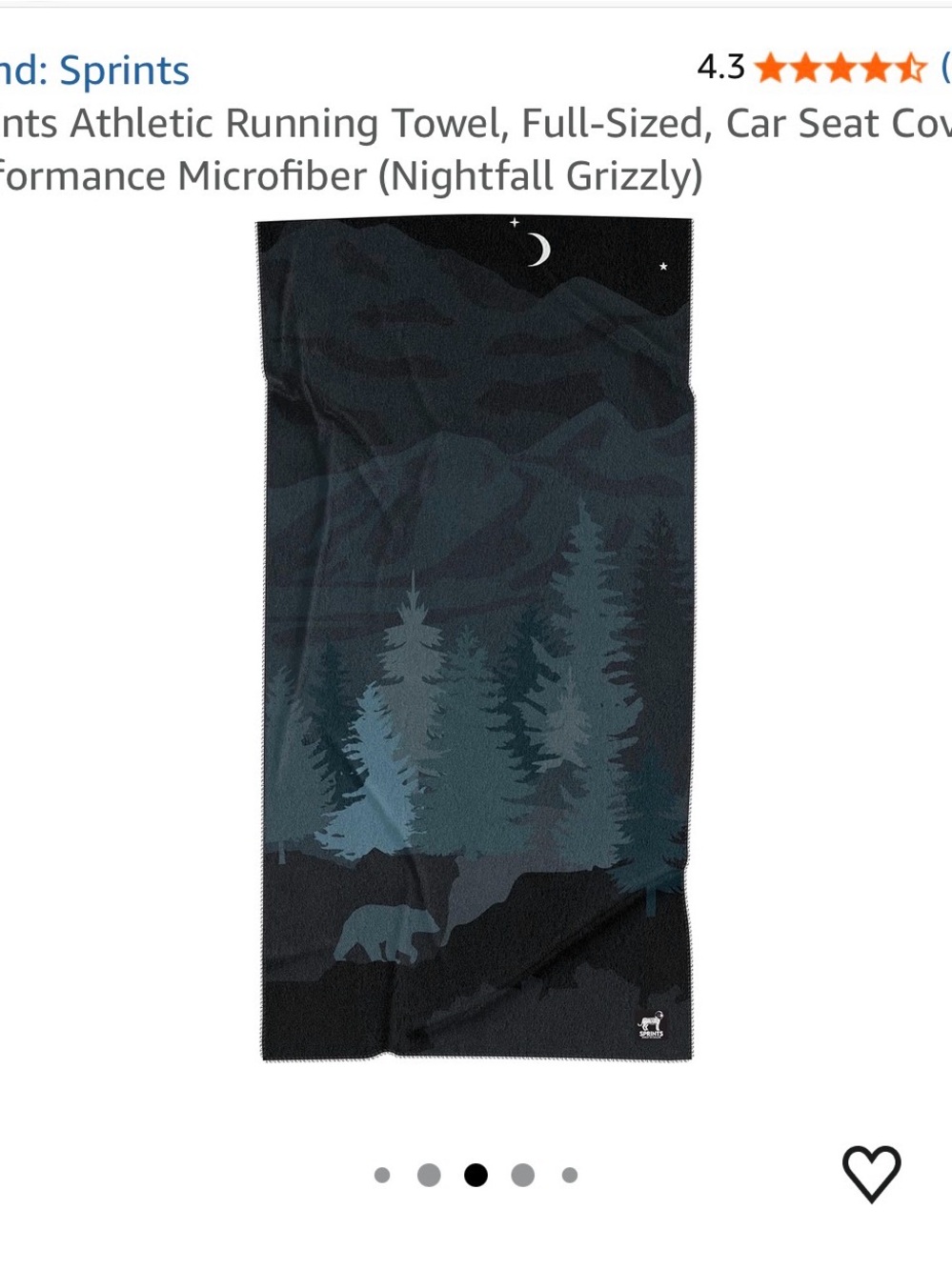 Sprints Car Seat Cover Towel, Nightfall Grizzly pattern